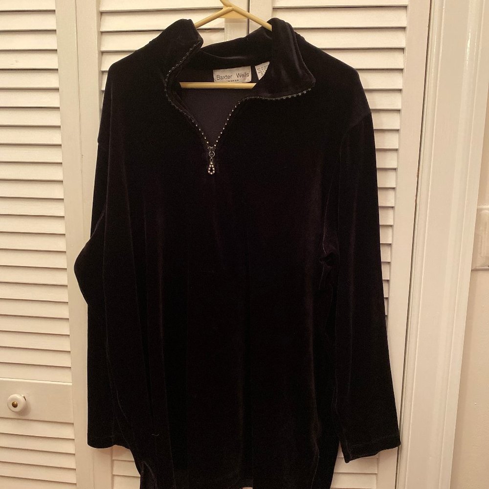 Baxter & Wells women black quarter zip sweater, XL